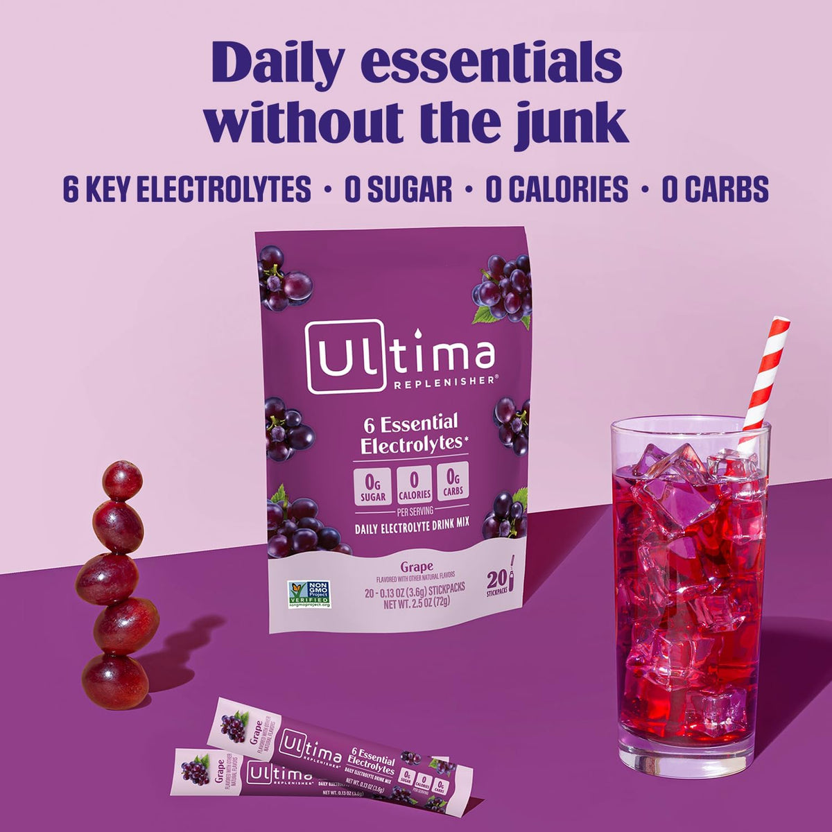 Ultima Replenisher Uva Electrolitos Paquetes, 20 Sobres