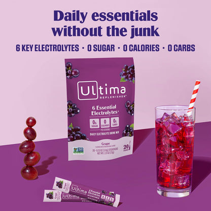 Ultima Replenisher Uva Electrolitos Paquetes, 20 Sobres
