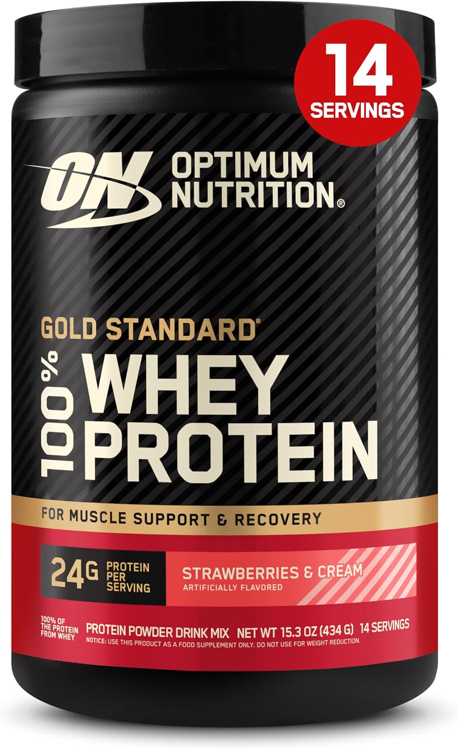 Optimum Nutrition Gold Standard Whey Protein Powder, Cookies & Cream, 2 LB