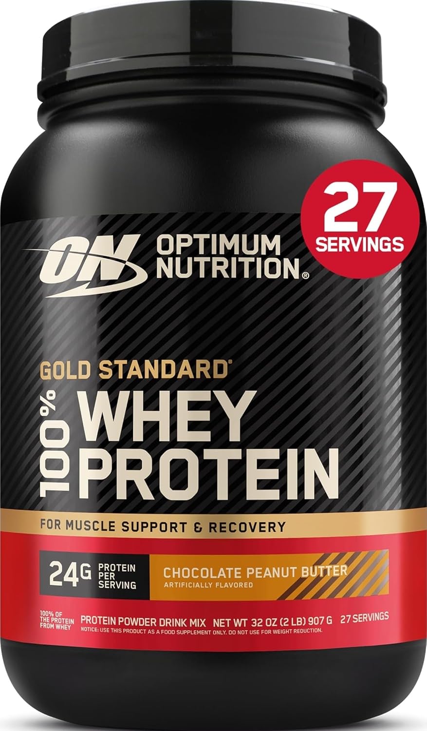 Optimum Nutrition Gold Standard Whey Protein Powder, Cookies & Cream, 2 LB