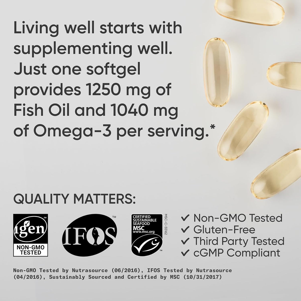 Sports Research® Aceite de Pescado Omega-3 1250mg de Abadejo Salvaje de Alaska, 30 Cápsulas