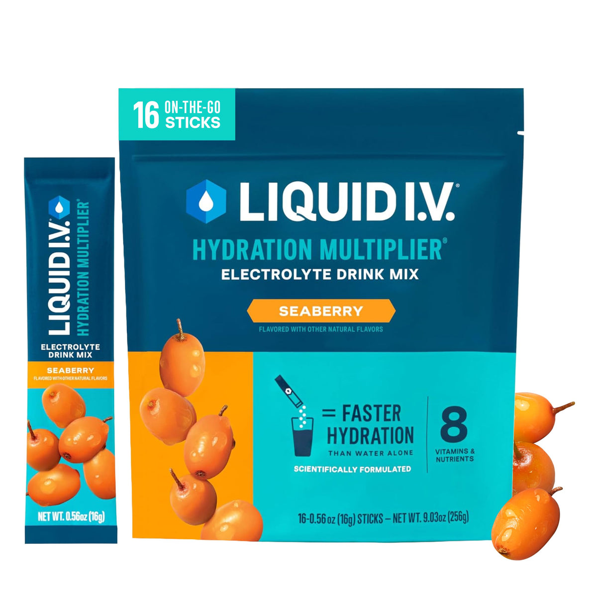 Liquid I.V. Electrolitos para la hidratación, Limón-Lima, 16 unidades