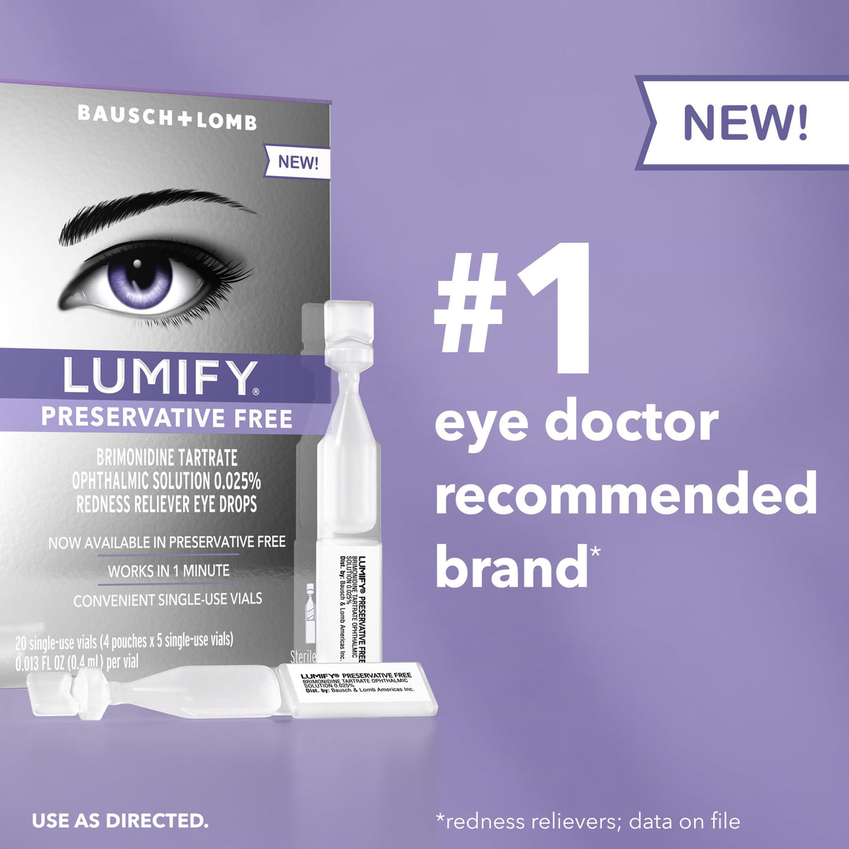 Lumify Redness Relief Eye Drops, Whiter & Brighter Looking Eyes, 0.25 oz