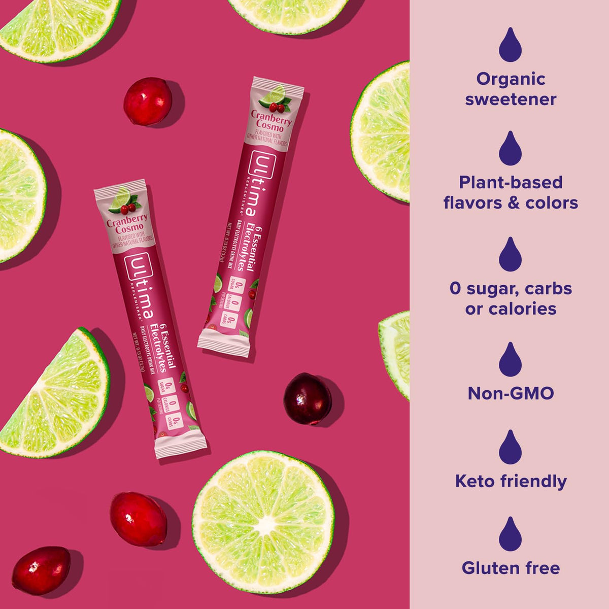 Ultima Replenisher Uva Electrolitos Paquetes, 20 Sobres