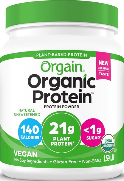 Orgain Organic Vegan 21g Protein Powder, Vanilla Bean, 2.03 lb