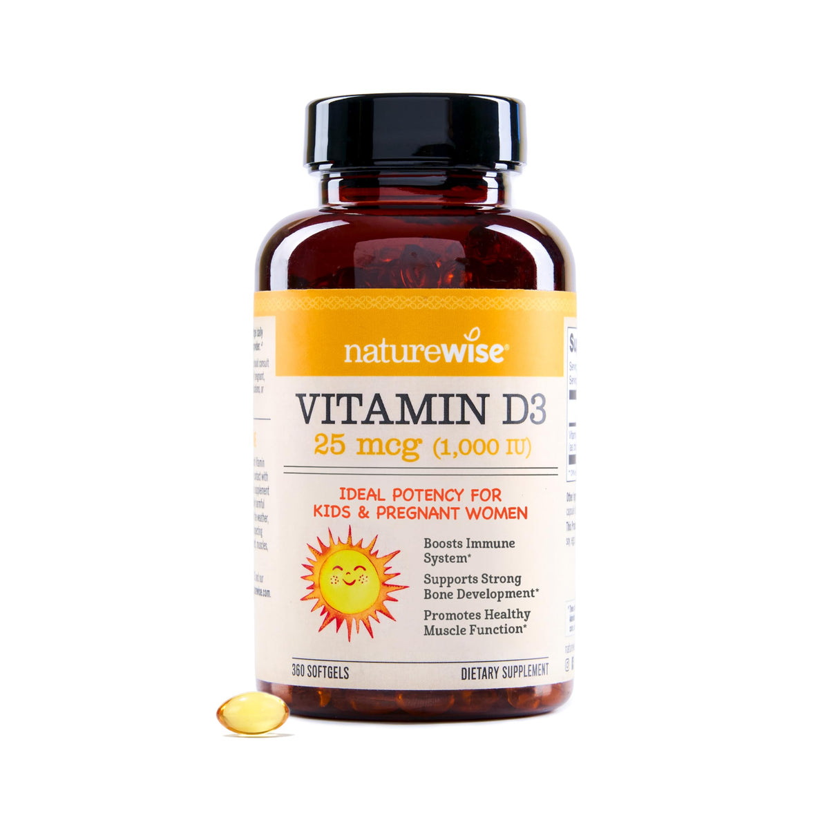 Suplemento NatureWise Vitamina D3 10000IU, Apoyo Inmune, 90 Mini Cápsulas Blandas