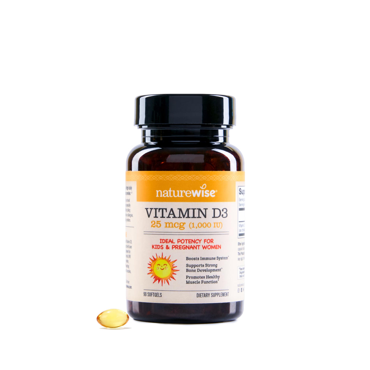 Suplemento NatureWise Vitamina D3 10000IU, Apoyo Inmune, 90 Mini Cápsulas Blandas