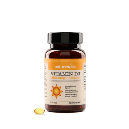 Suplemento NatureWise Vitamina D3 10000IU, Apoyo Inmune, 90 Mini Cápsulas Blandas