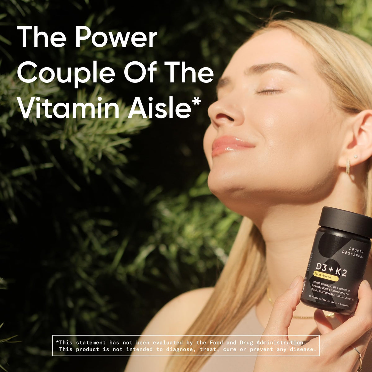 Sports Research® Vitamina D3 + K2 vegana con aceite de coco, 60 Plantgels™