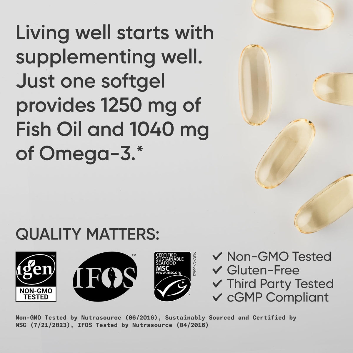 Sports Research® Aceite de Pescado Omega-3 1250mg de Abadejo Salvaje de Alaska, 30 Cápsulas