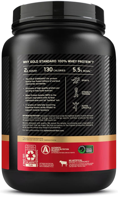 Optimum Nutrition Gold Standard Whey Protein Powder, Cookies & Cream, 2 LB