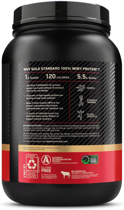 Optimum Nutrition Gold Standard Whey Protein Powder, Cookies & Cream, 2 LB