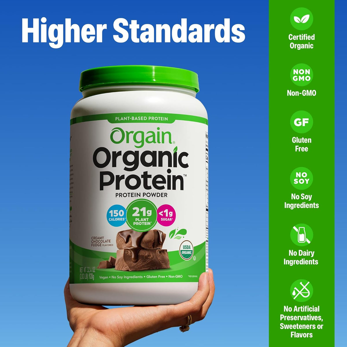 Orgain Organic Vegan 21g Protein Powder, Vanilla Bean, 2.03 lb