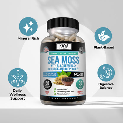 Irish Sea Moss 60Ct, Burdock Root, Bladderwrack Powder, Immune & Thyroid Care