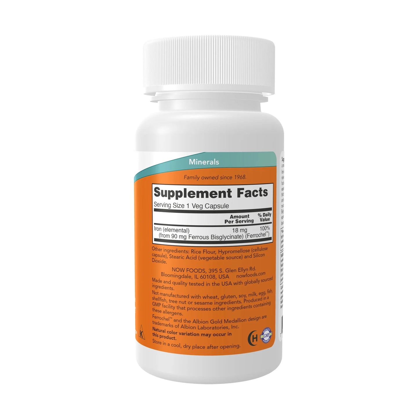 Supplements, Iron 18 Mg, Non-Constipating*, Essential Mineral, 120 Veg Capsules