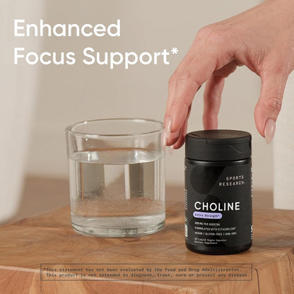 ® Extra Strength Choline 800 Mg - Essential Nutrient Featuring Vitacholine ® for Focus Support - Vegan Certified • Non-Gmo • Gluten Free - 60 Liquid Capsules