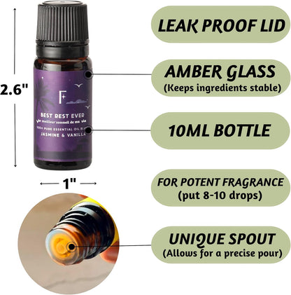 Sleep Essential Oils for Diffusers for Home - Set of 6 | Premium Relaxing Essential Oil Set for Sleep Essentials, Aromatherapy & Meditation | Lavender, Peppermint, Jasmine Eucalyptus Orange