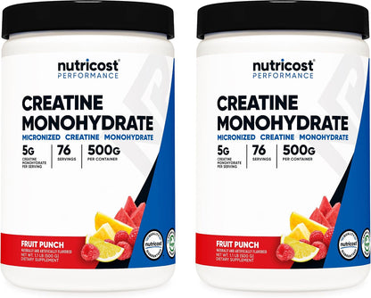 Nutricost Creatina Monohidratada en Polvo (Fruit Punch, 500 gramos)