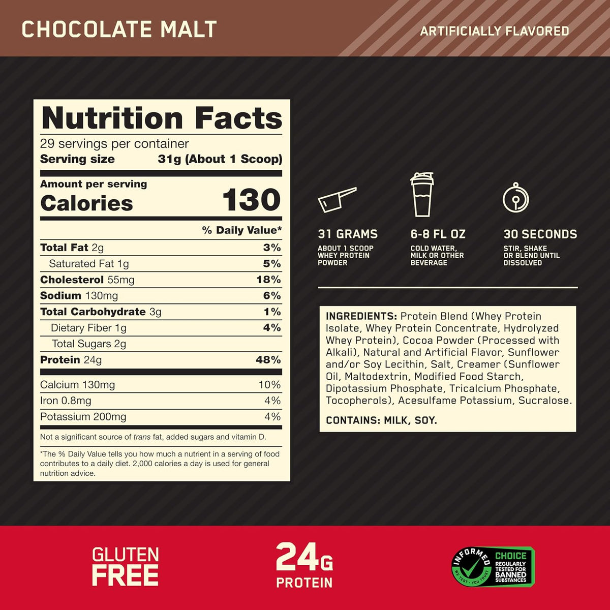 Optimum Nutrition Gold Standard Whey Protein Powder, Cookies & Cream, 2 LB