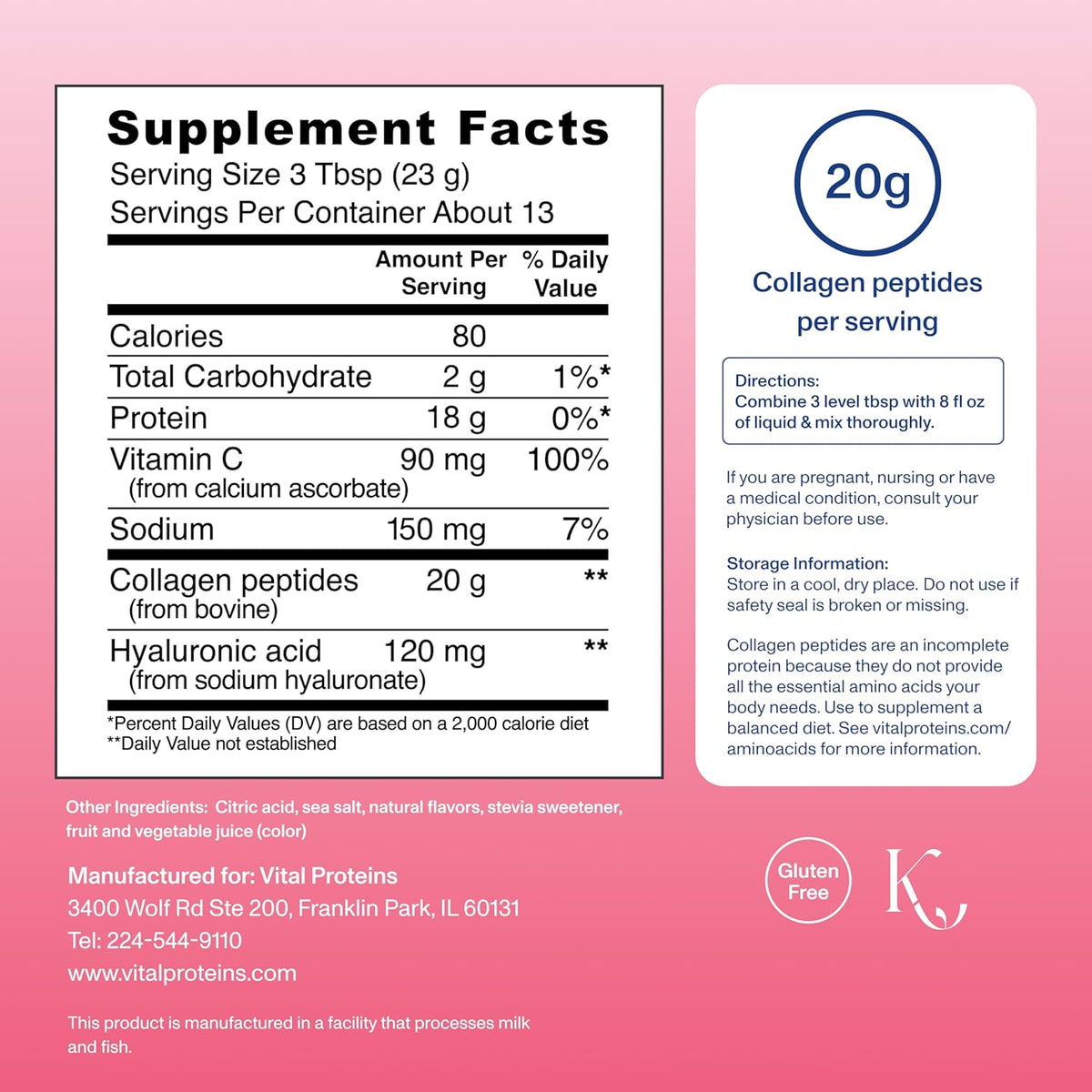 Vital Proteins Collagen Péptidos Avanzado, Fresa Limón, 10.5oz