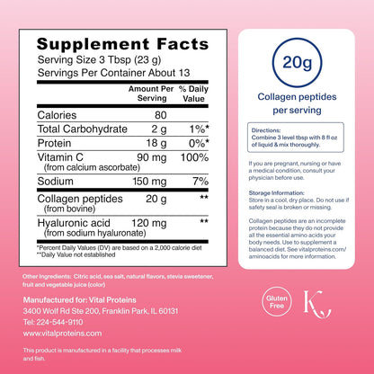 Vital Proteins Collagen Péptidos Avanzado, Fresa Limón, 10.5oz