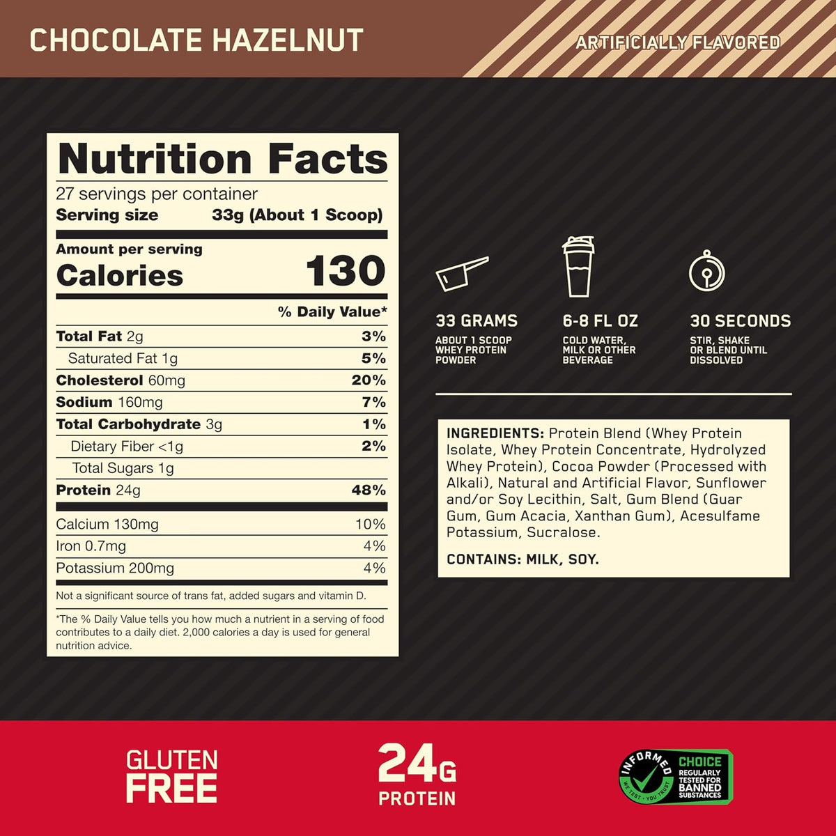 Optimum Nutrition Gold Standard Whey Protein Powder, Cookies & Cream, 2 LB