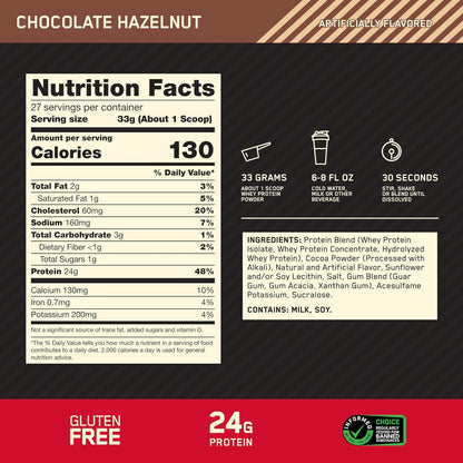Optimum Nutrition Gold Standard Whey Protein Powder, Cookies & Cream, 2 LB