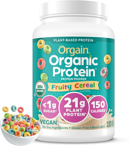 Orgain Organic Vegan 21g Protein Powder, Vanilla Bean, 2.03 lb