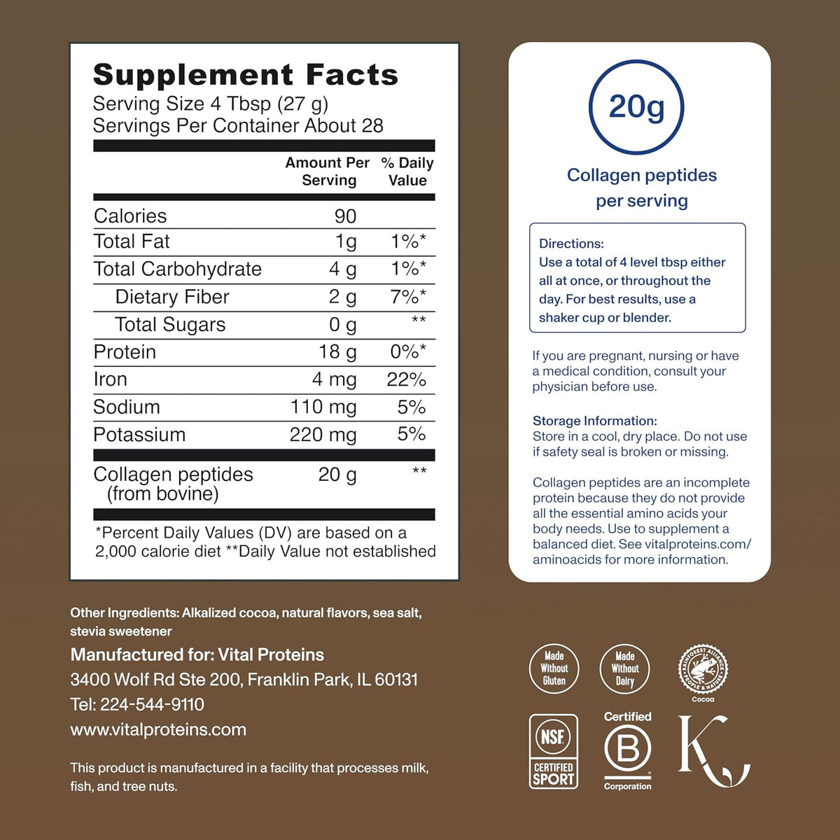 Vital Proteins Collagen Peptides en Polvo, Sin Sabor, 9.33 oz