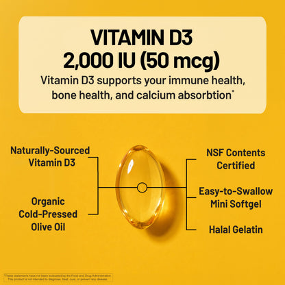Suplemento NatureWise Vitamina D3 10000IU, Apoyo Inmune, 90 Mini Cápsulas Blandas