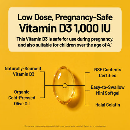 Suplemento NatureWise Vitamina D3 10000IU, Apoyo Inmune, 90 Mini Cápsulas Blandas