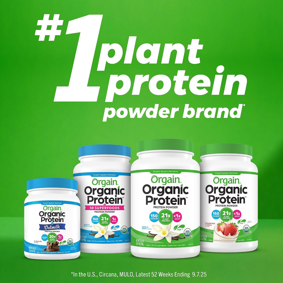 Orgain Organic Vegan 21g Protein Powder, Vanilla Bean, 2.03 lb