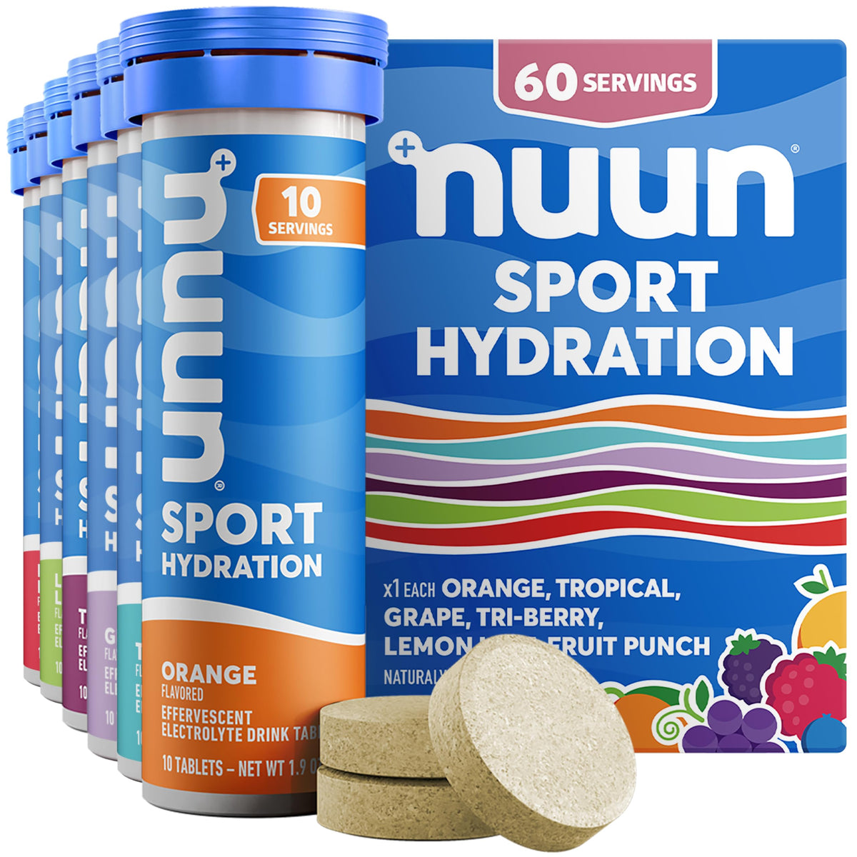 Nuun Sport Electrolyte Tablets Mixed Flavors, GF & Vegan, 4 Pack