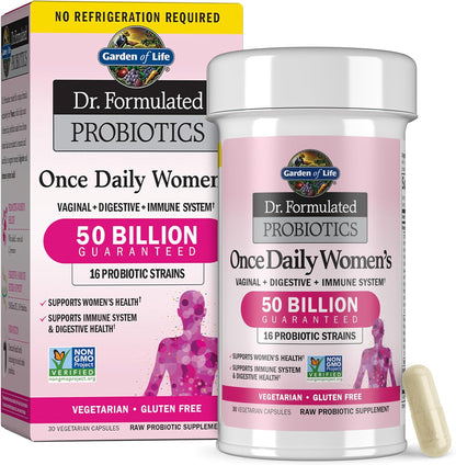 Garden of Life Dr. Formulated Probióticos Once Daily para Mujeres, 50 mil millones de UFC, 30 unidades