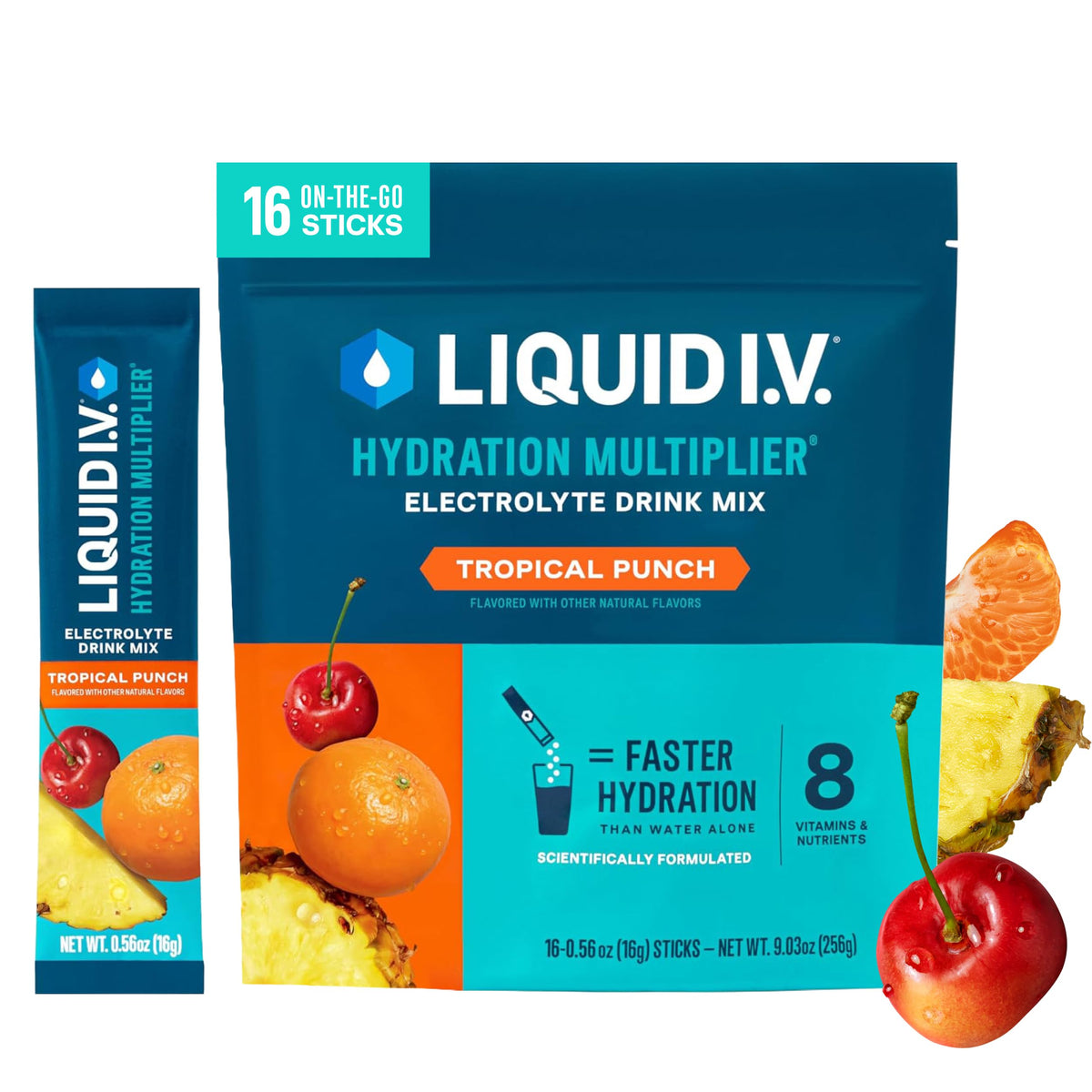 Liquid I.V. Electrolitos para la hidratación, Limón-Lima, 16 unidades