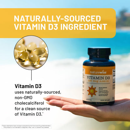 Suplemento NatureWise Vitamina D3 10000IU, Apoyo Inmune, 90 Mini Cápsulas Blandas