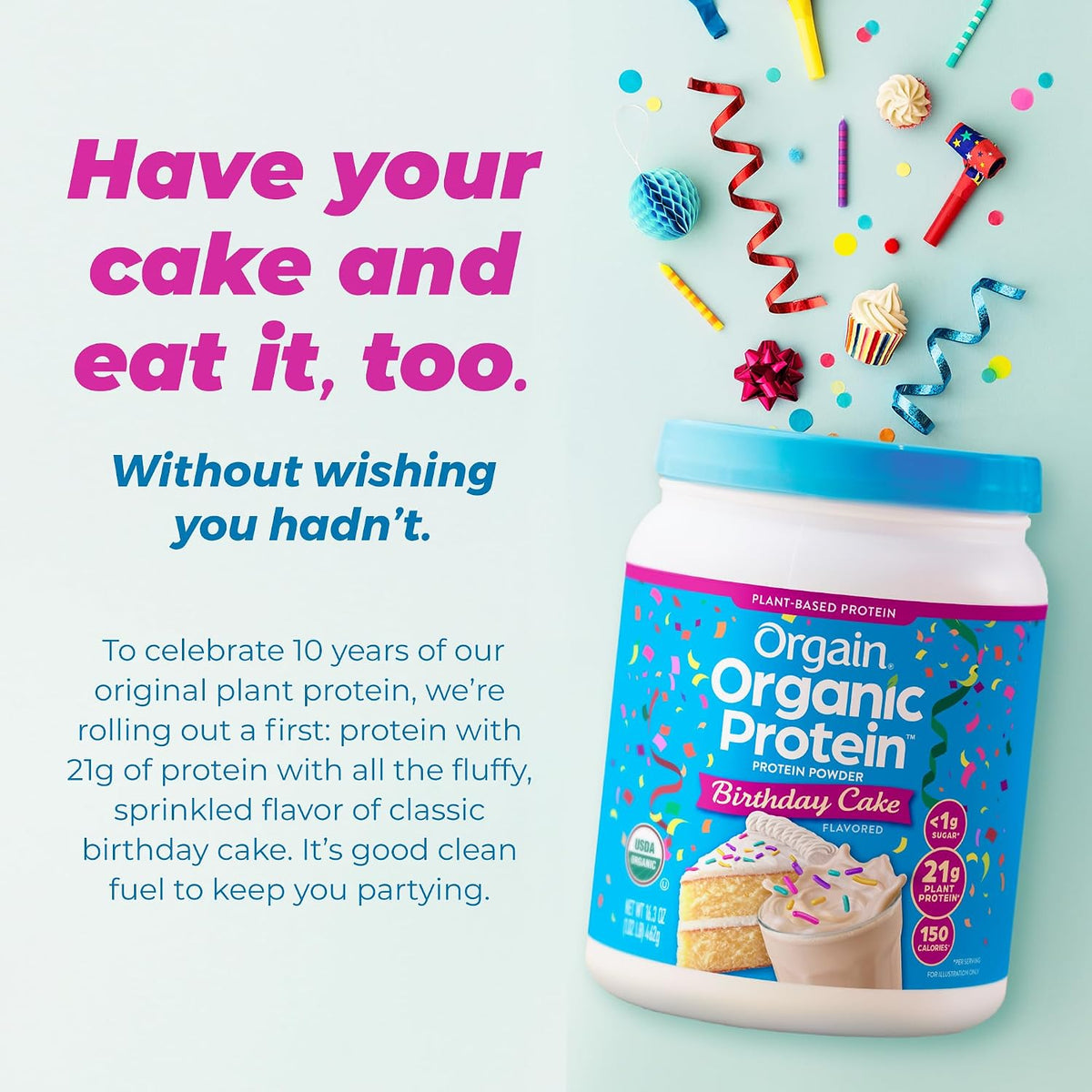 Orgain Organic Vegan 21g Protein Powder, Vanilla Bean, 2.03 lb