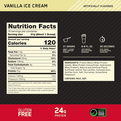 Optimum Nutrition Gold Standard Whey Protein Powder, Cookies & Cream, 2 LB