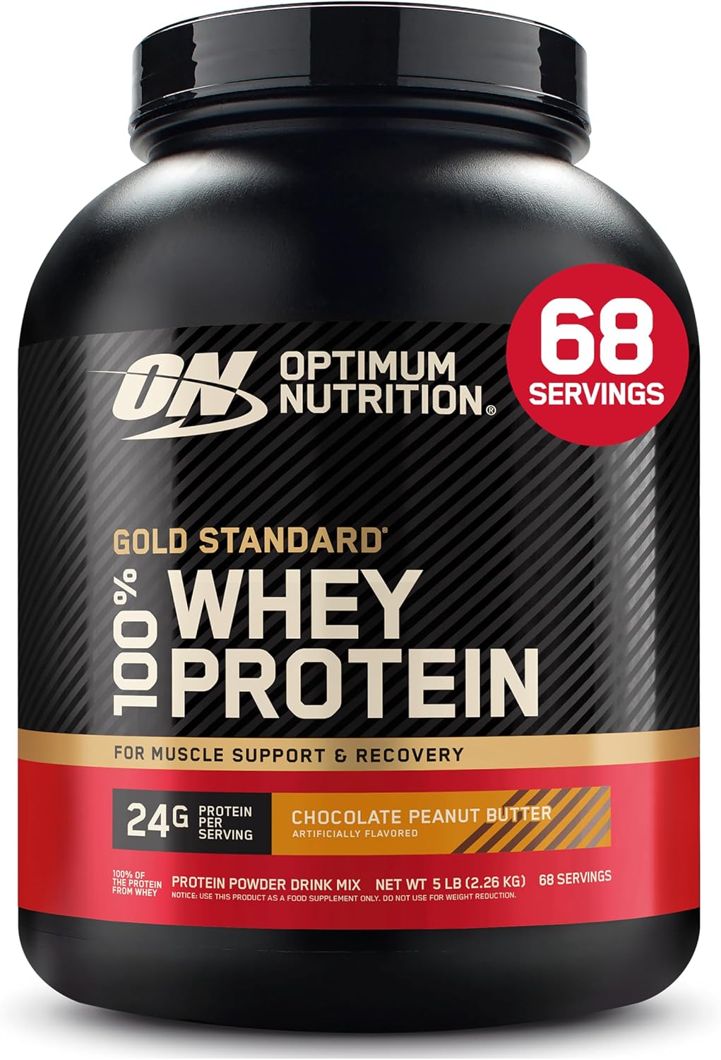 Optimum Nutrition Gold Standard Whey Protein Powder, Cookies & Cream, 2 LB