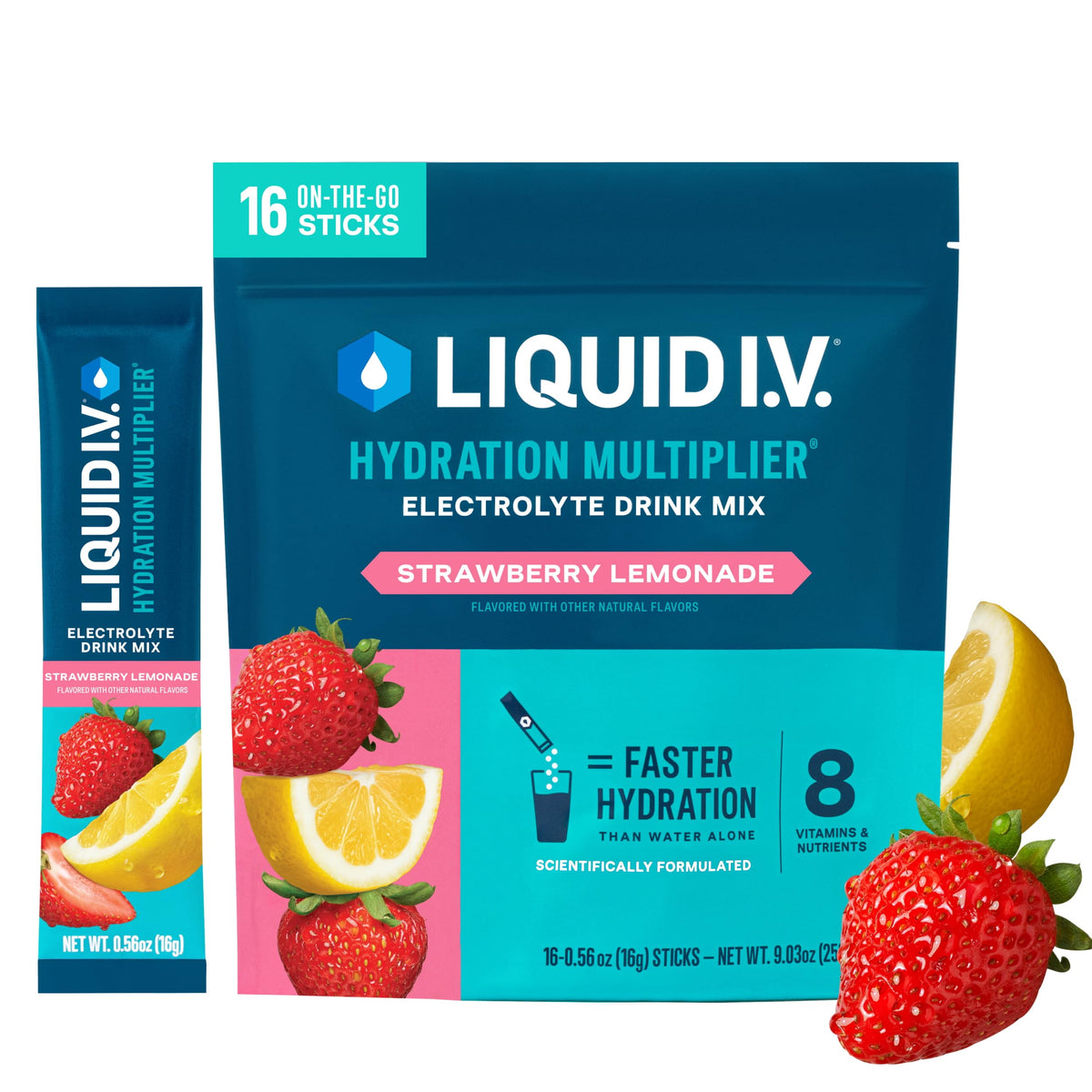 Liquid I.V. Electrolitos para la hidratación, Limón-Lima, 16 unidades