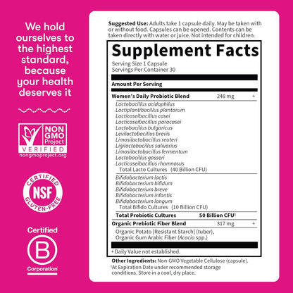 Garden of Life Dr. Formulated Probióticos Once Daily para Mujeres, 50 mil millones de UFC, 30 unidades