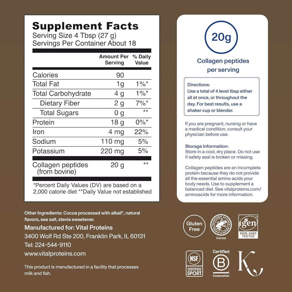 Vital Proteins Collagen Peptides en Polvo, Sin Sabor, 9.33 oz