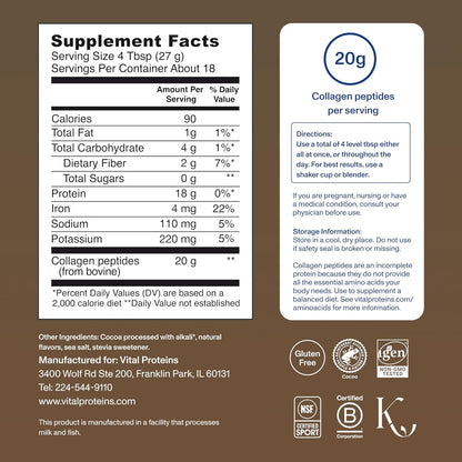 Vital Proteins Collagen Peptides en Polvo, Sin Sabor, 9.33 oz