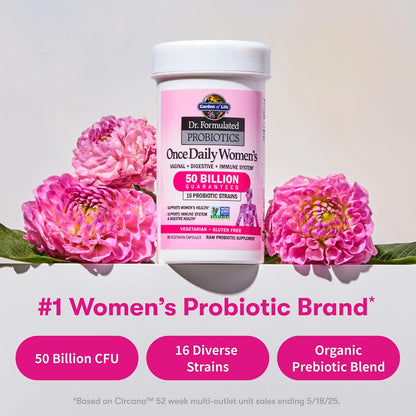 Garden of Life Dr. Formulated Probióticos Once Daily para Mujeres, 50 mil millones de UFC, 30 unidades
