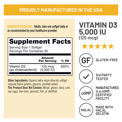 Suplemento NatureWise Vitamina D3 10000IU, Apoyo Inmune, 90 Mini Cápsulas Blandas