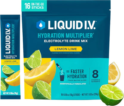 Liquid I.V. Electrolitos para la hidratación, Limón-Lima, 16 unidades