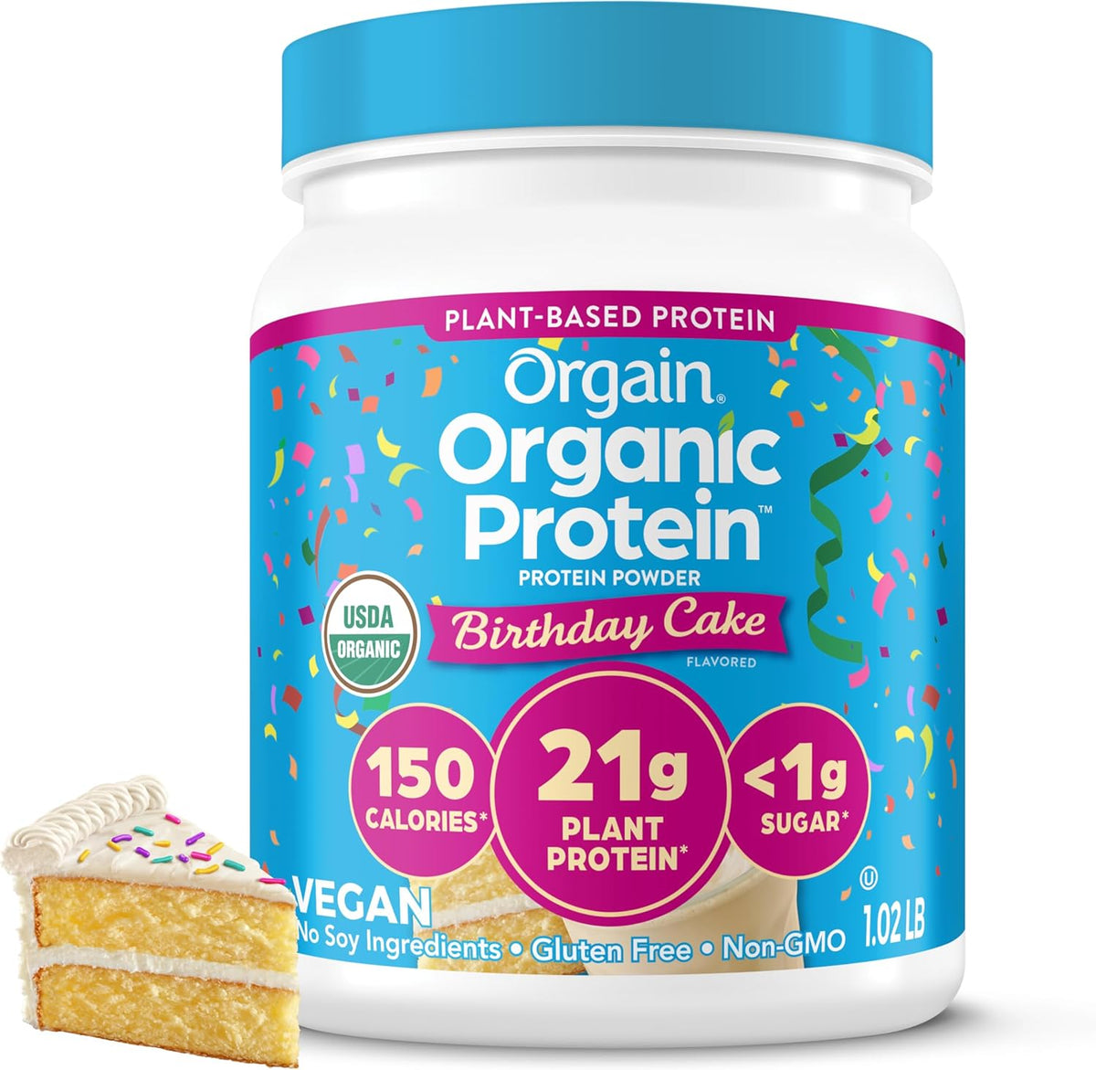 Orgain Organic Vegan 21g Protein Powder, Vanilla Bean, 2.03 lb