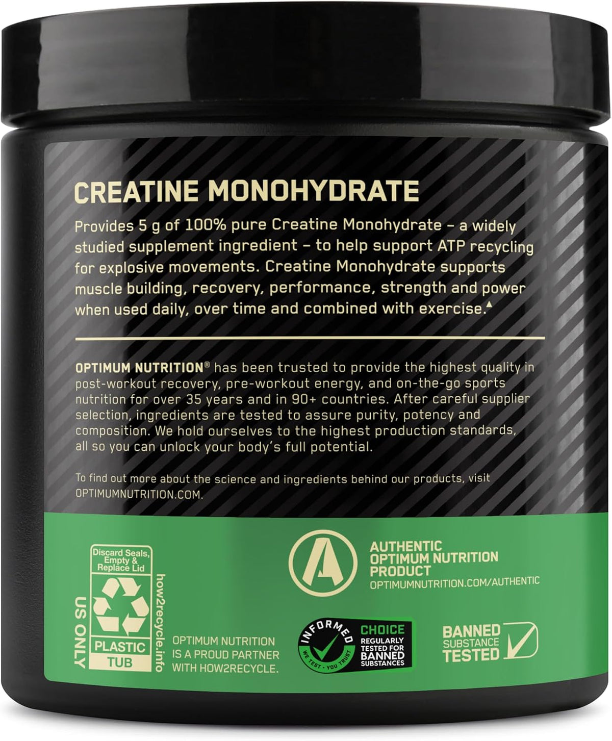 Optimum Nutrition Creatine Monohydrate Powder, Unflavored, 1.32 LB