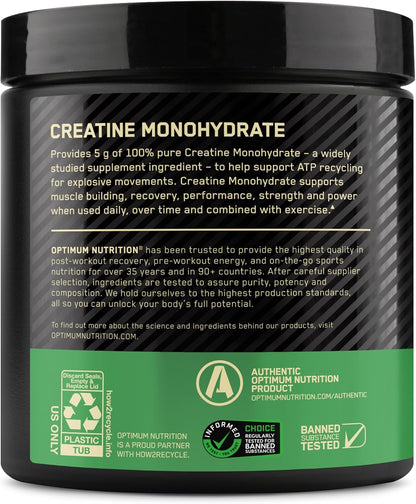 Optimum Nutrition Creatine Monohydrate Powder, Unflavored, 1.32 LB
