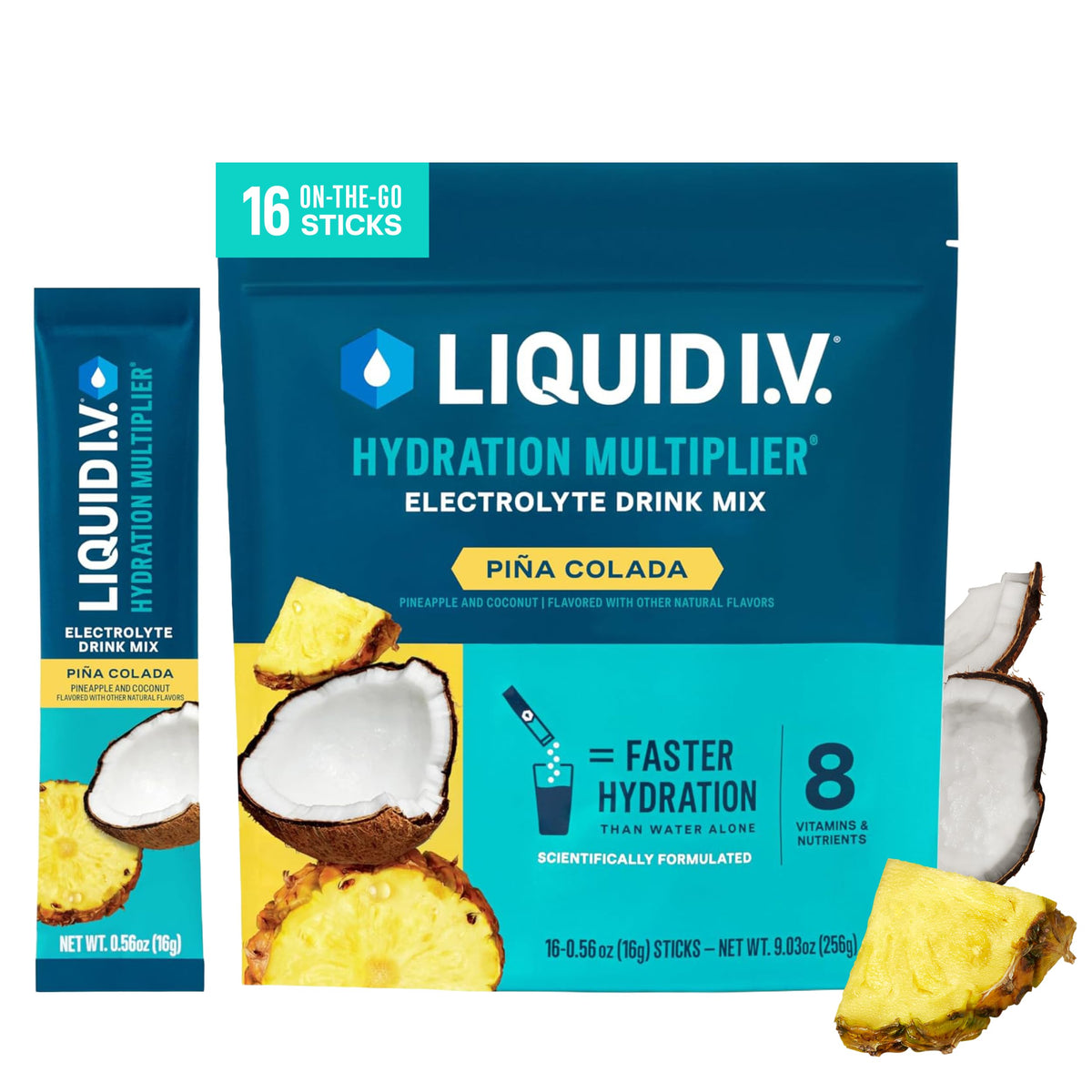 Liquid I.V. Electrolitos para la hidratación, Limón-Lima, 16 unidades